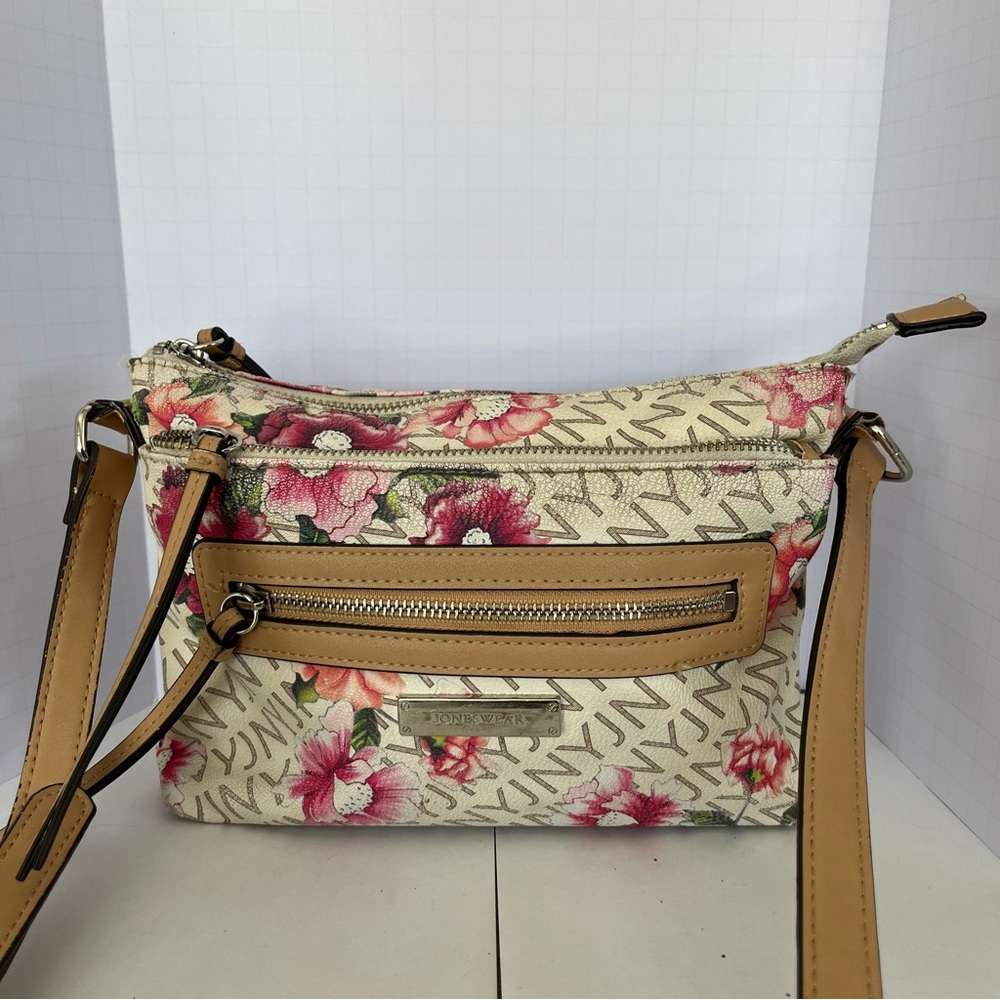 Jones New York Floral Beige Crossbody Bag